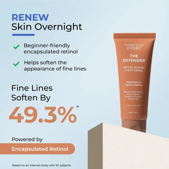 Age Defence Duo | 6 Peptide Booster Serum & Defender Retinol Night Cream | Combo