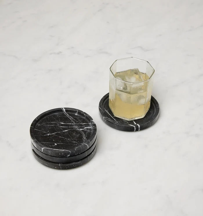 Calanna coaster stack in black marble