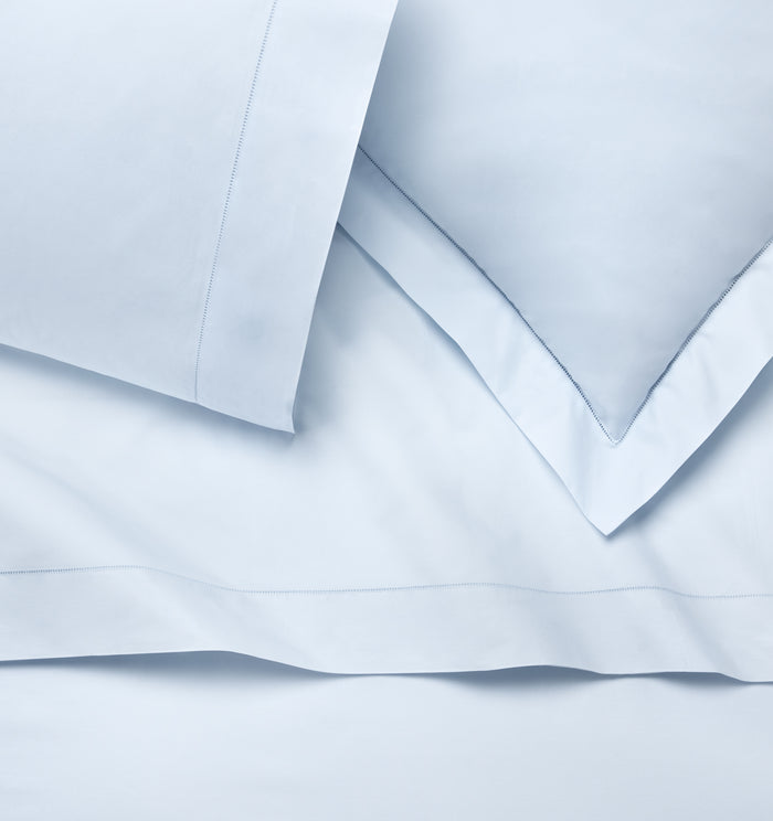 Celeste blue sham, pillowcase & flat sheet.