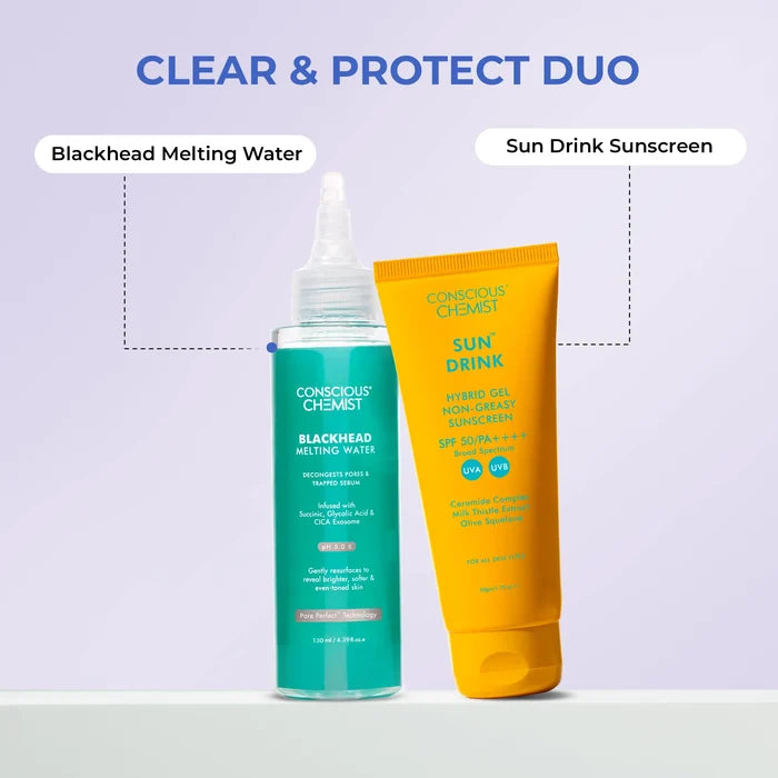 Clear & Protect Duo | Blackhead Melting Water & Sun Drink SPF 50 | Combo