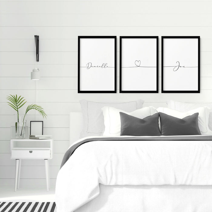 Customized valentines gift | set of 3 Bedroom wall art