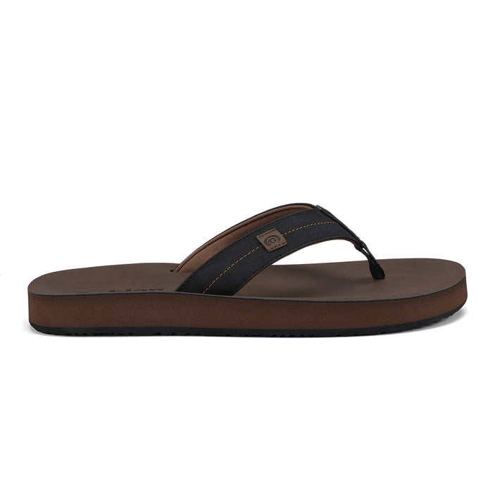 Brown sandal with a visible brand logo on a white background #color_black