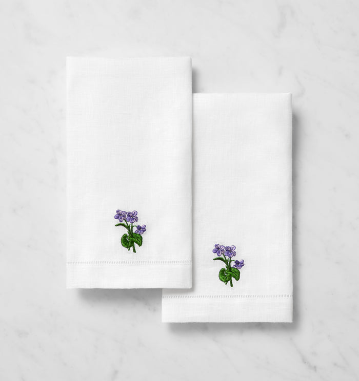 Fiorenza February Violet flower guest towel set of two