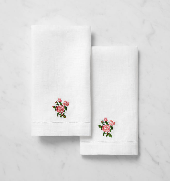 Fiorenza June Rose flower guest towel set of two