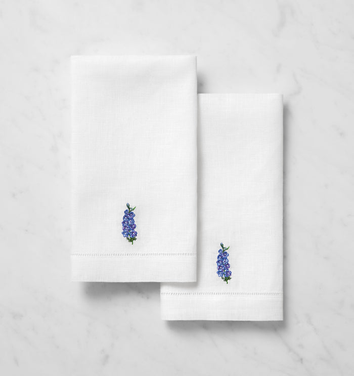 Fiorenza July Larkspur flower guest towel set of two