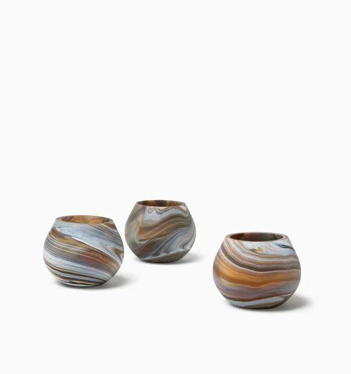 Giove bark glass blown votive holders