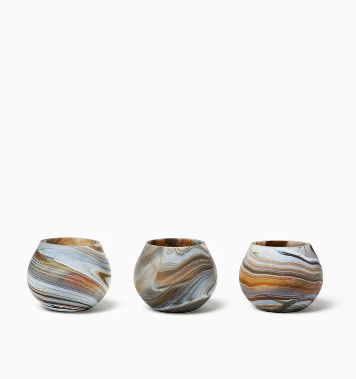 Giove bark glass blown votive holders