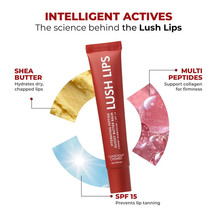 Glossy Peptide Lip Balm (Pack Of 2) | Cherry Bubblegum | 12 Hrs Hydration | 2x15 Gms | Best Deal)