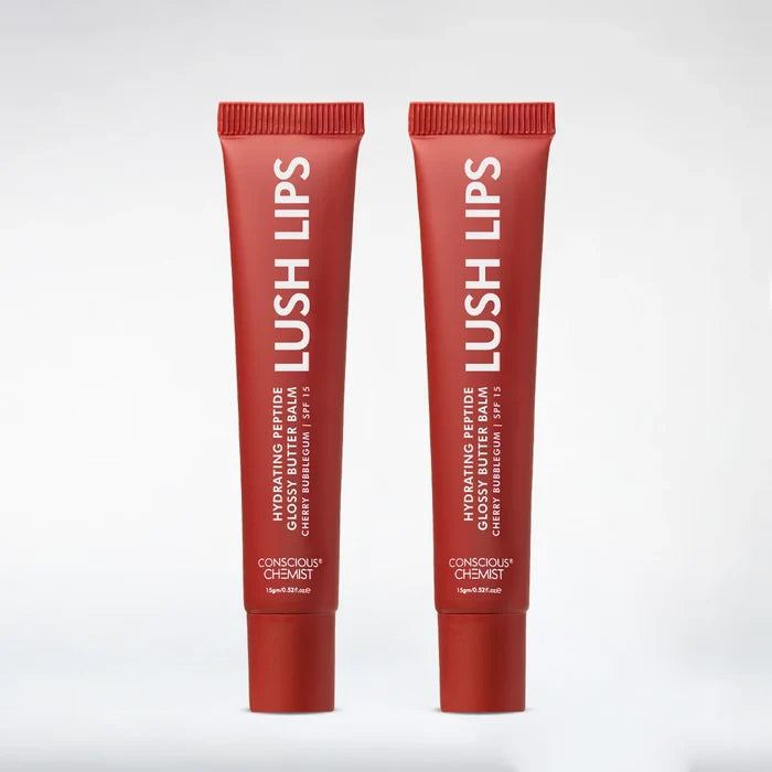 Glossy Peptide Lip Balm (Pack Of 2) | Cherry Bubblegum | 12 Hrs Hydration | 2x15 Gms