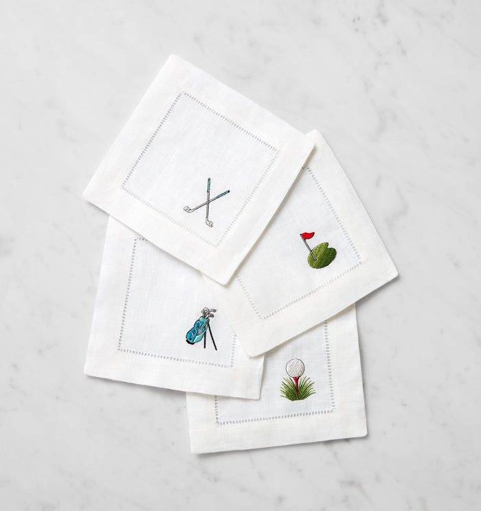 Golf inspired conversation cocktail napkins.