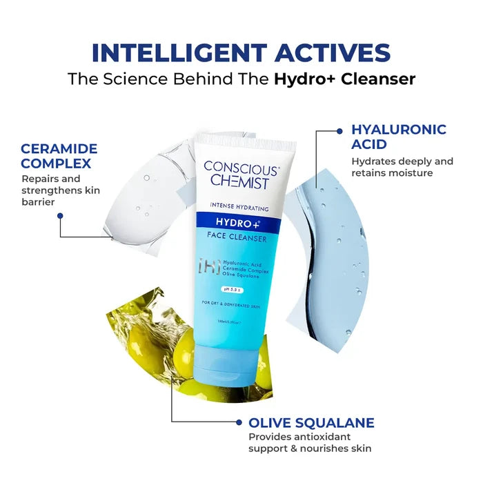 Hydro+ Face Wash( Pack Of Two) | Hyaluronic Acid & Ceramides | 2x100 ml | Best Deal