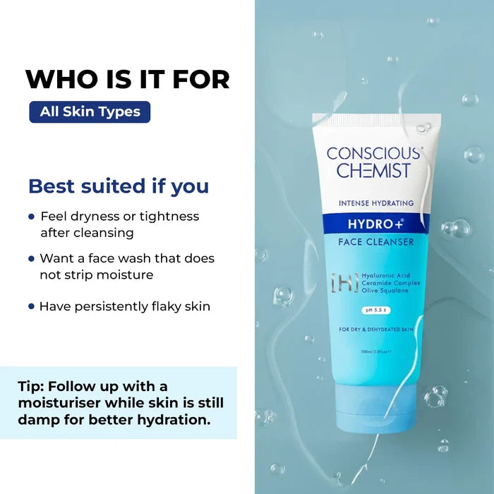 Hydro+ Face Wash( Pack Of Two) | Hyaluronic Acid & Ceramides | 2x100 ml | Best Deal