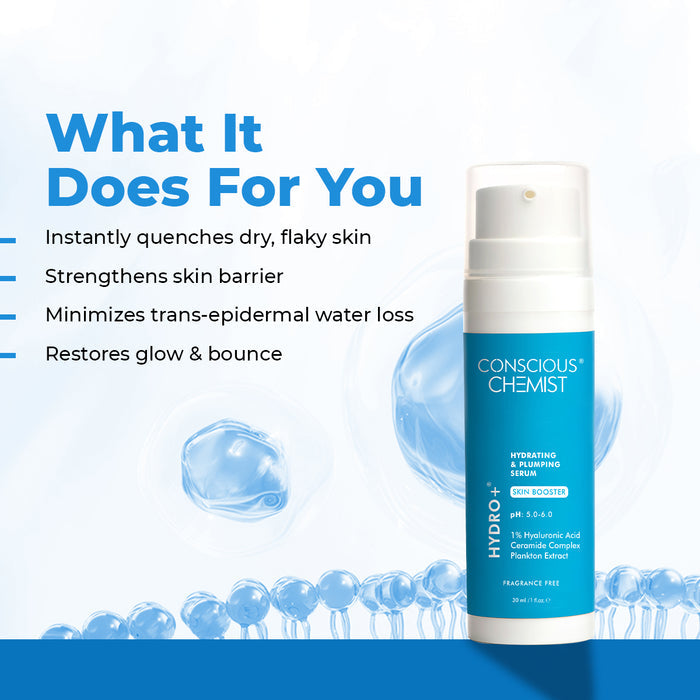 Hydro+ Hydrating & Plumping Serum | 1% Multi-Molecular Hyaluronic Acid | Flash Sale