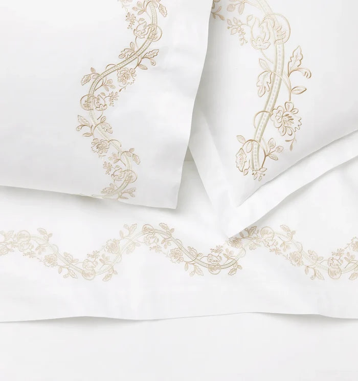 Isabella Ivory/sand sham, pillowcase and flat sheet