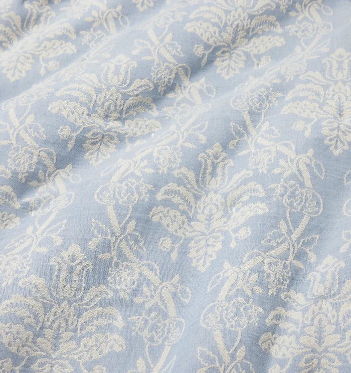 Isabella ivory/sea jacquard sham close up details and texture