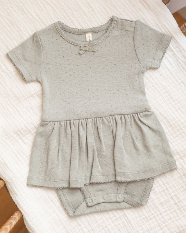 Pointelle Skirted Bodysuit Sage