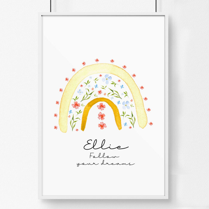 Rainbow nursery decor | Personalized wall art prints