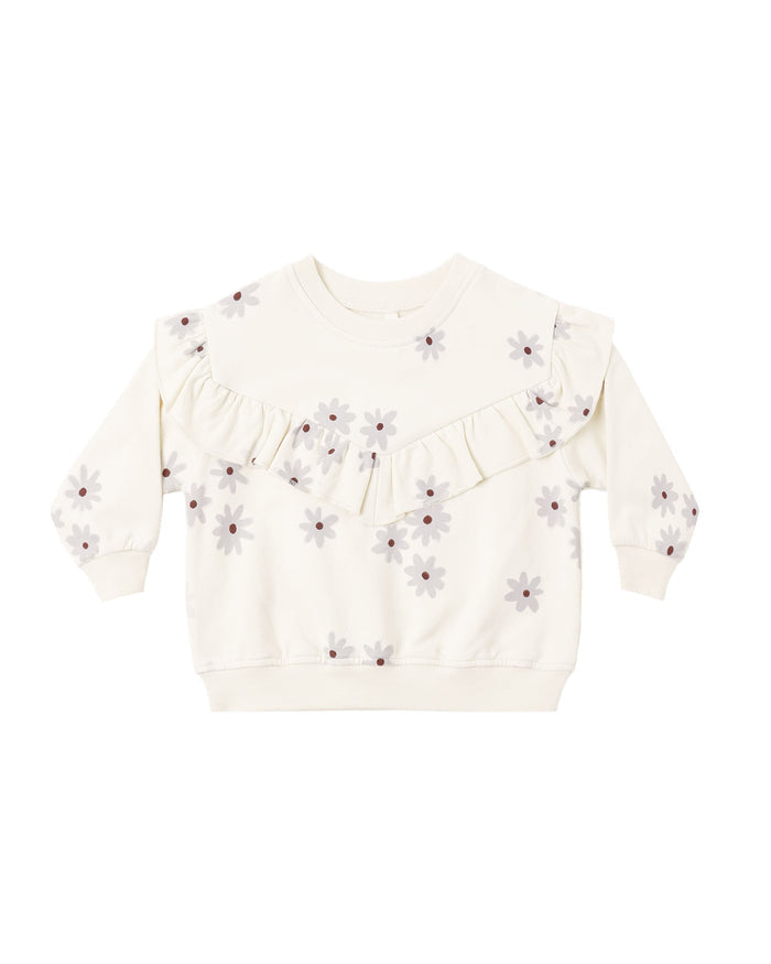 Ruffle Fleece Sweatshirt Blue Daisy