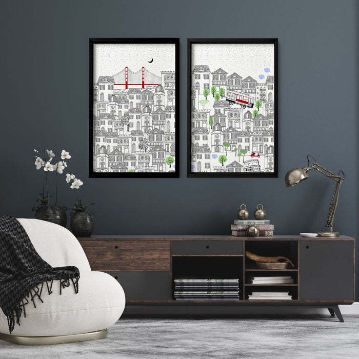 San Francisco print | Set of 2 wall art travel posters