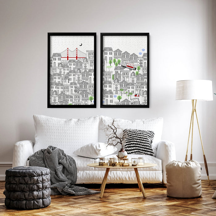 San Francisco print | Set of 2 wall art travel posters