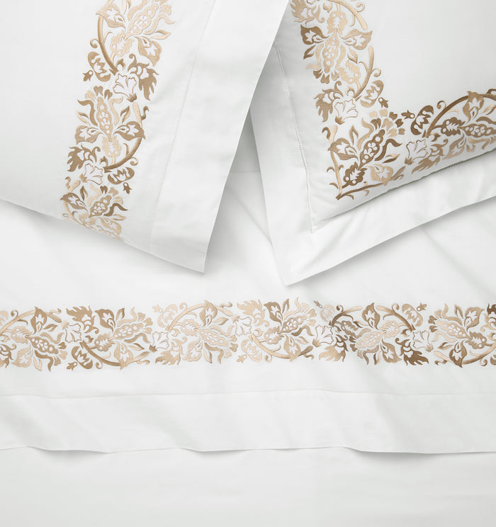 Saxon champagne sham, flat sheet & pillowcase