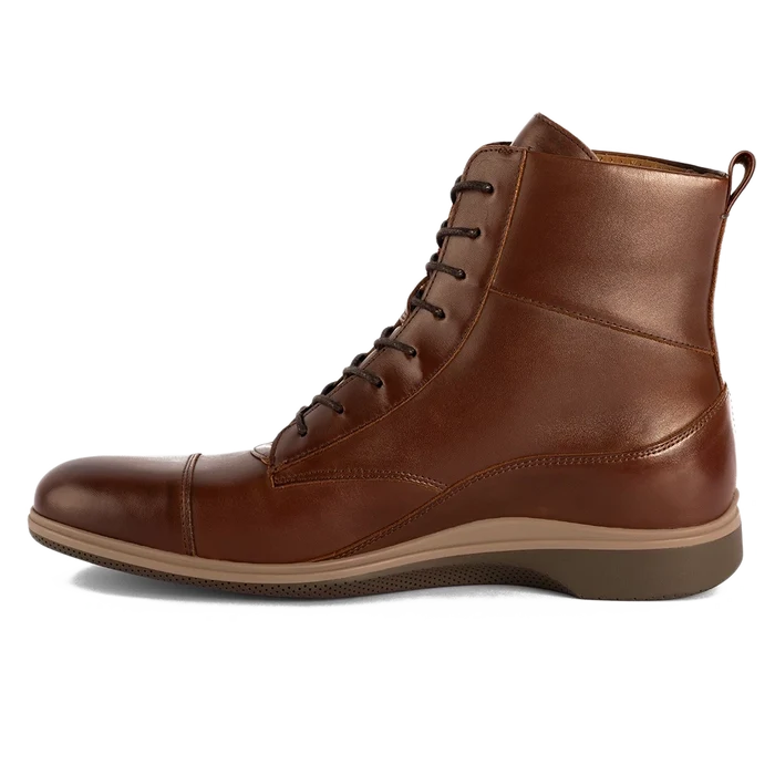 The Boot by Amberjack in Chestnut Brown Leather - Medial Side View