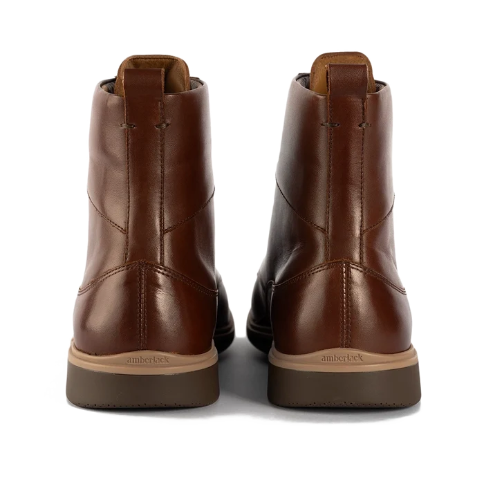 The Boot by Amberjack in Chestnut Brown Leather - Back Heel View