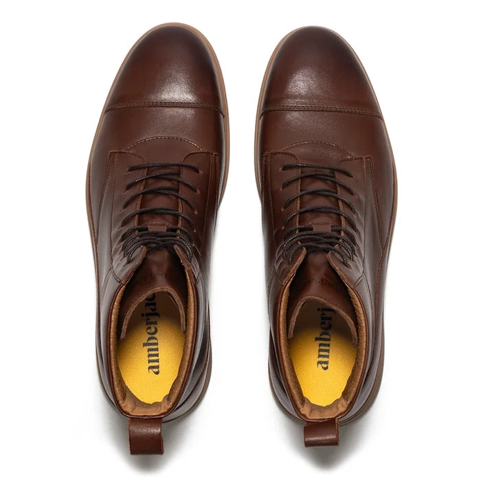 The Boot by Amberjack in Chestnut Brown Leather - Top Down View