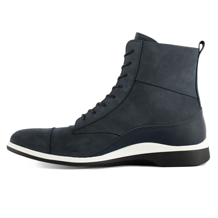The Boot by Amberjack in Cobalt Blue Nubuck - Medial View