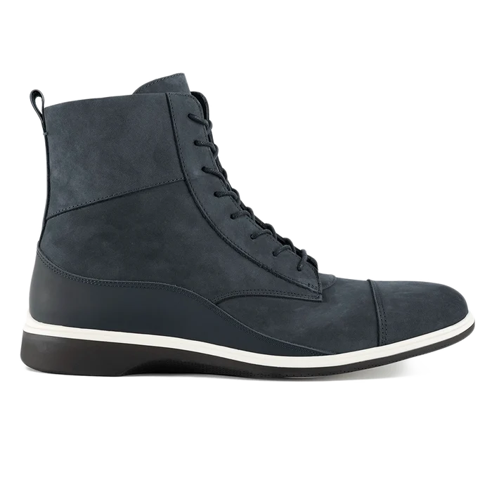 The Boot by Amberjack in Cobalt Blue Nubuck - Lateral View