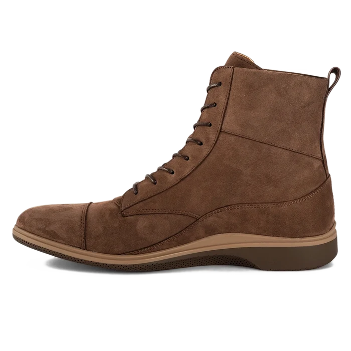 The Boot by Amberjack in Copper Brown Nubuck - Medial Side View
