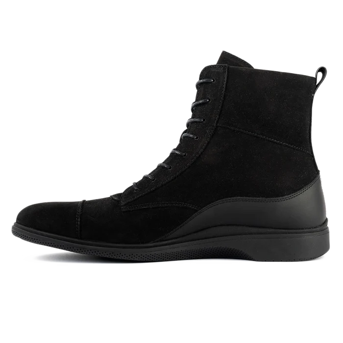 The Boot by Amberjack in Midnight Black Nubuck - Medial Side View