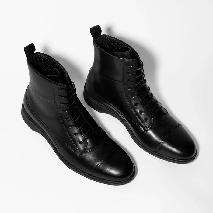 The Boot by Amberjack in Obsidian Black Leather - Three Quarter Angle