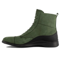 The Boot by Amberjack in Olive Green Nubuck Leather - Medial View