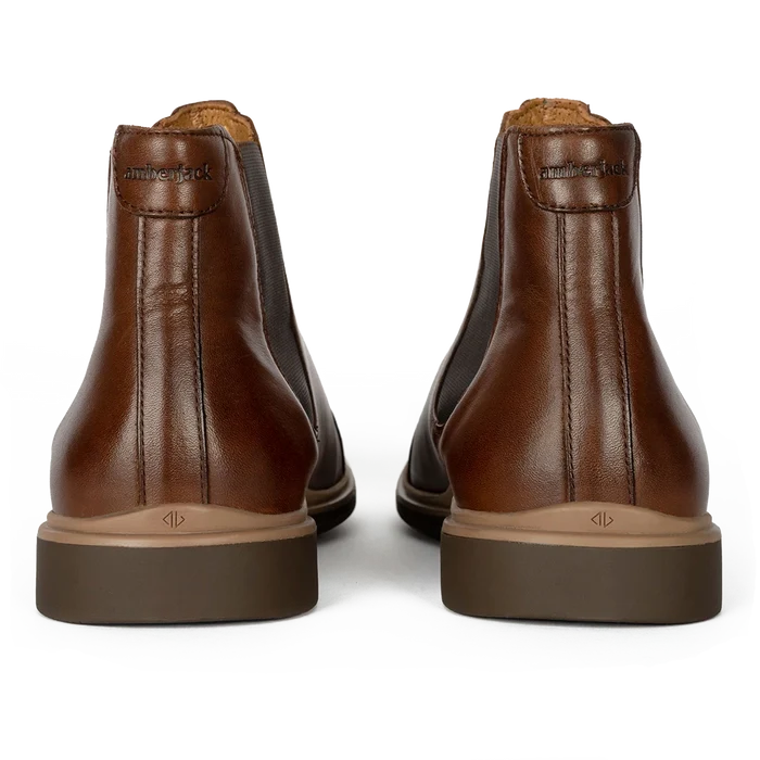 The Chelsea Boot by Amberjack in Chestnut Brown Leather - Back Heel View