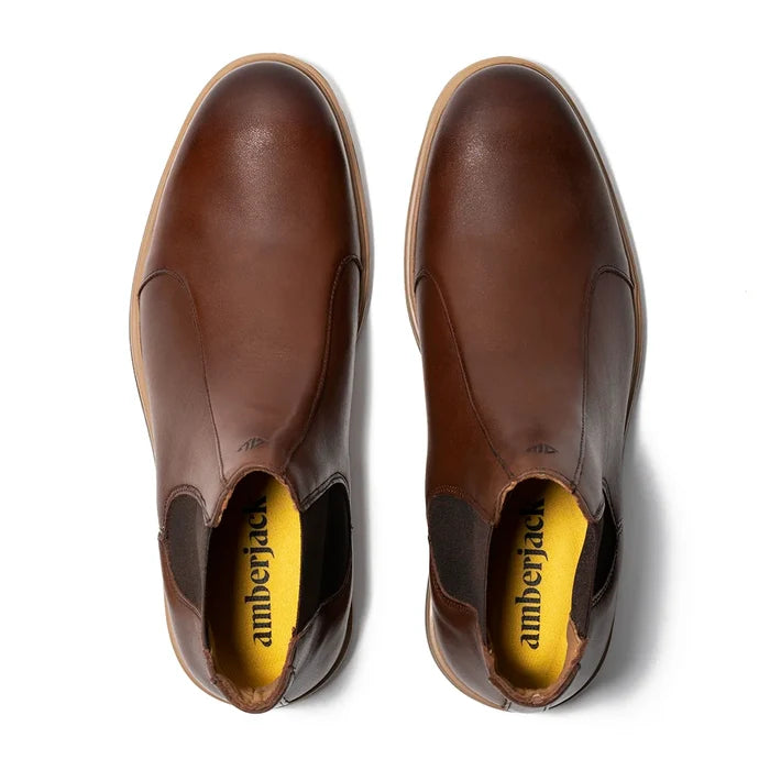 The Chelsea Boot by Amberjack in Chestnut Brown Leather - Top Down View