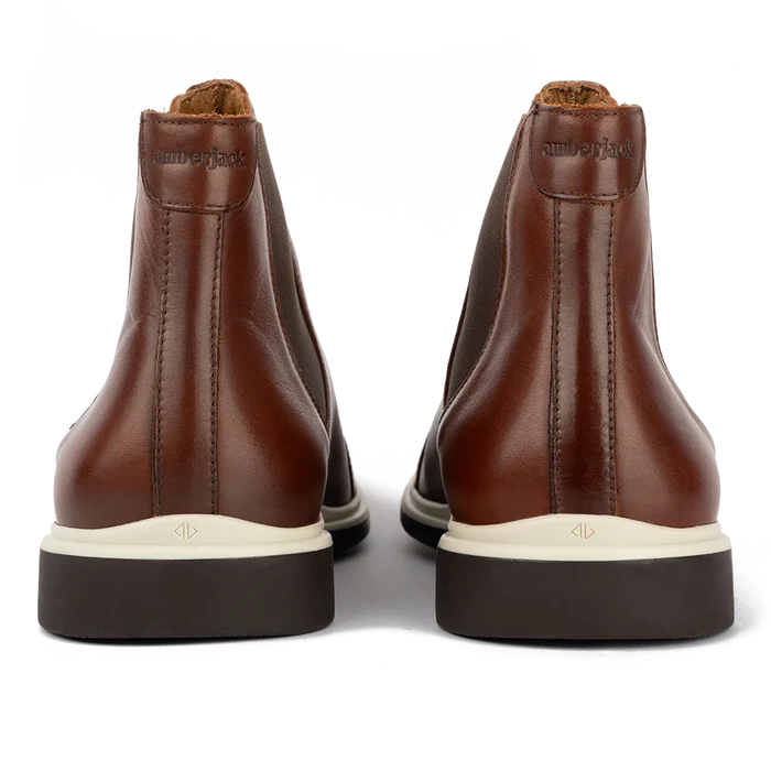 The Chelsea Boot by Amberjack in Coffee Brown Leather - Back View