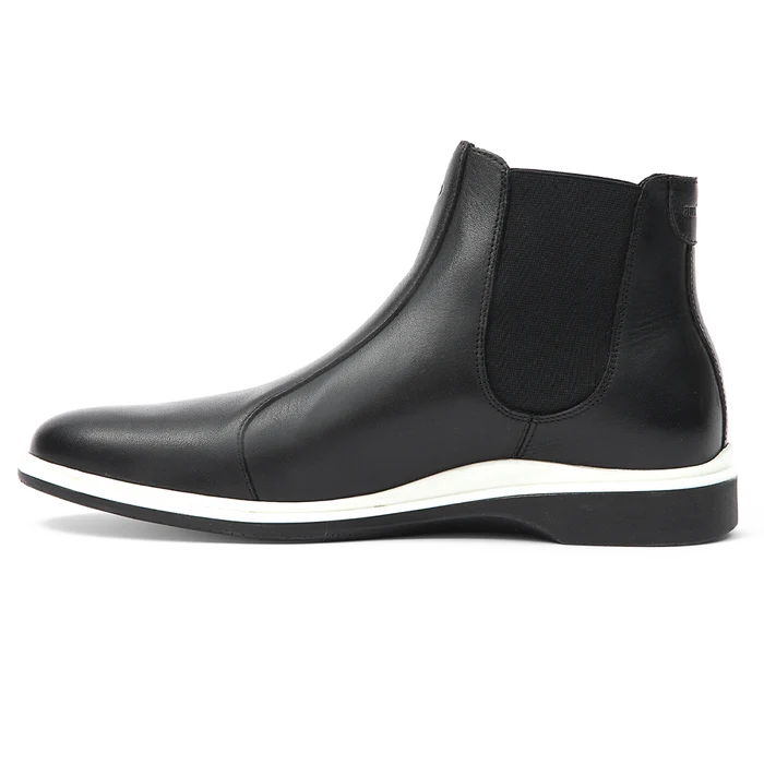The Chelsea Boot by Amberjack in Onyx Black Leather - Medial view