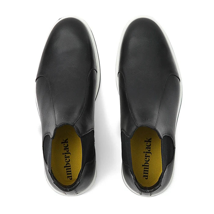 The Chelsea Boot by Amberjack in Onyx Black Leather - Top down view