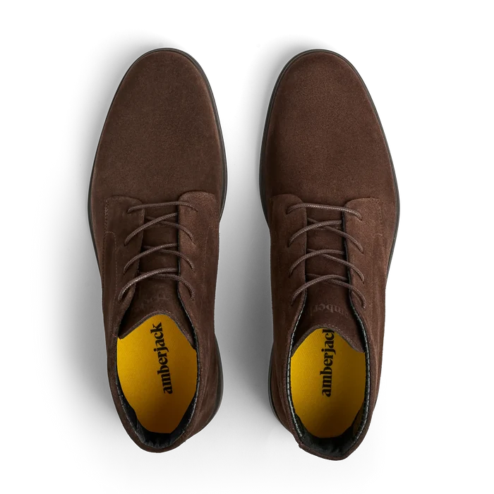 The Chukka in Walnut brown suede top down view