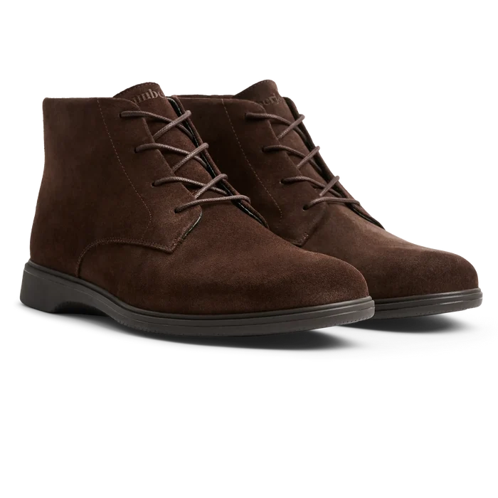 The Chukka in Walnut brown suede 3/4 view