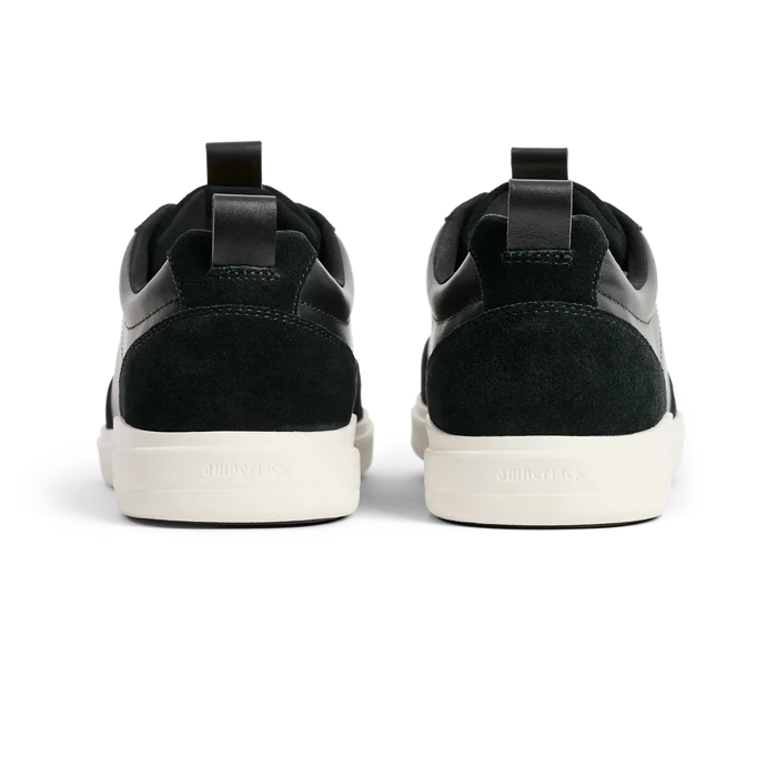The Court in Onyx leather & suede back heel view
