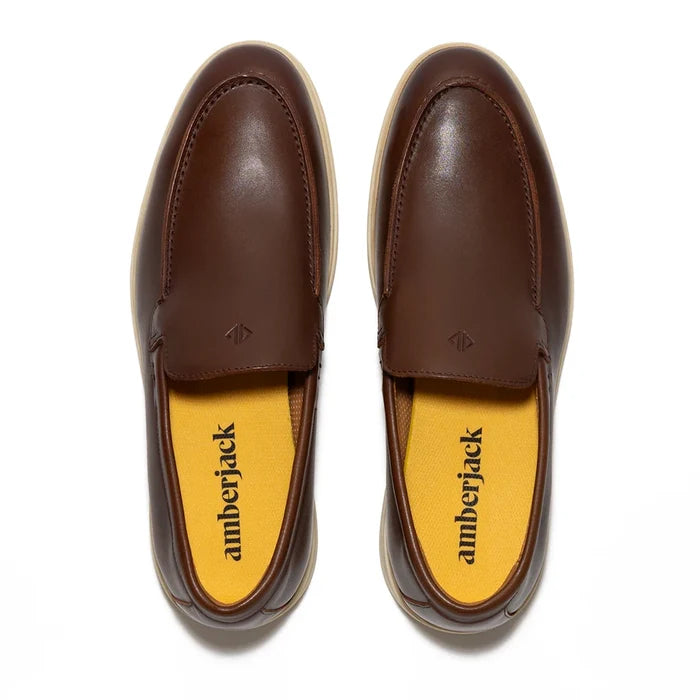 The Loafer in Chestnut & Cream Brown by Amberjack - Top Down View
