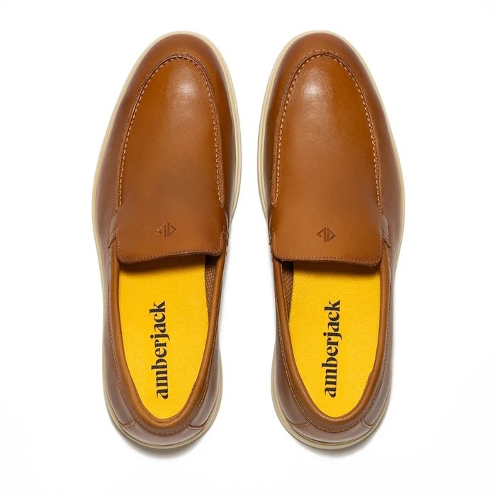 The Loafer by Amberjack in Honey & Cream Tan Leather - Top Down View
