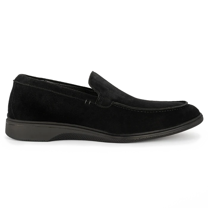 The Loafer by Amberjack in Midnight Black Suede - Lateral View