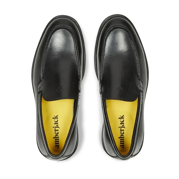 The Loafer by Amberjack in Obsidian Black Leather - Top Down View