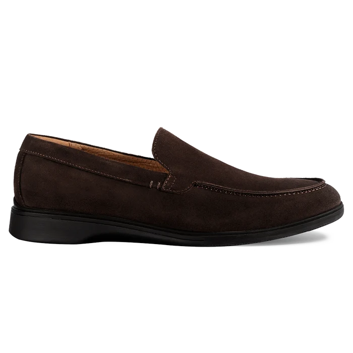 The Loafer by Amberjack in Walnut brown suede - Lateral View