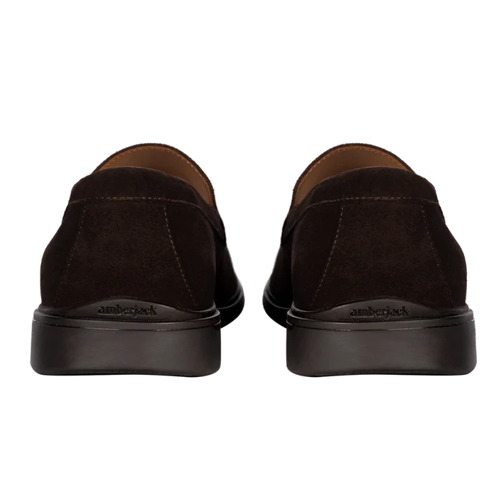 The Loafer by Amberjack in Walnut brown suede - Back View
