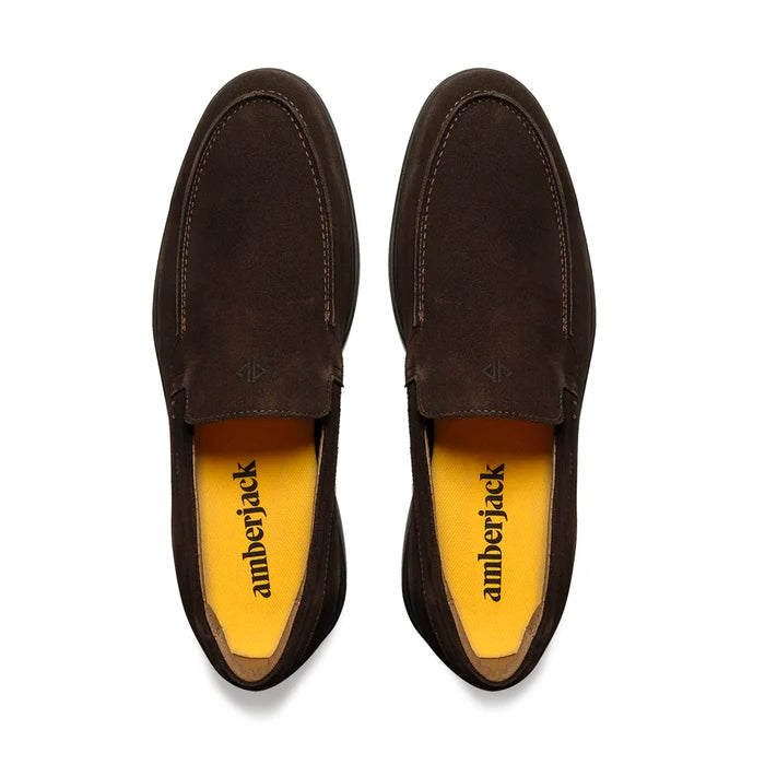 The Loafer by Amberjack in Walnut brown suede - Top Down View