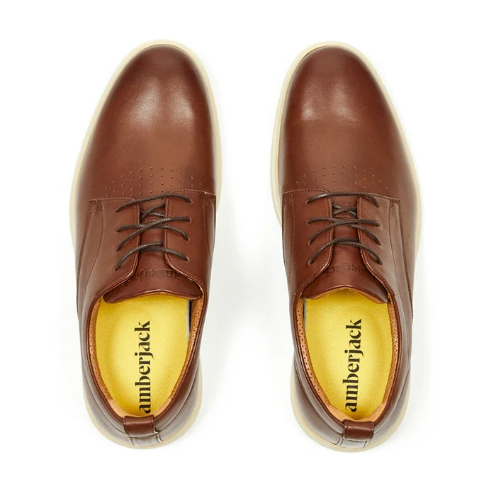 The Original Dress Shoe by Amberjack in Chestnut & Cream Brown Leather - Top Down View